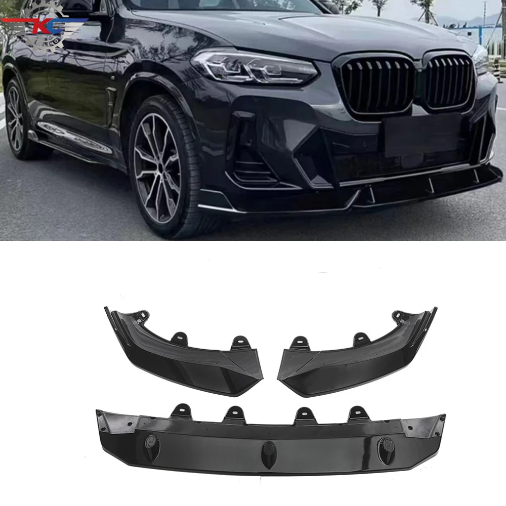 Для BMW IX3 X3 X4 G01 G02 LCI M Pack 2022-IN передний бампер Lip Body Kit ABS Стайлинг автомобиля