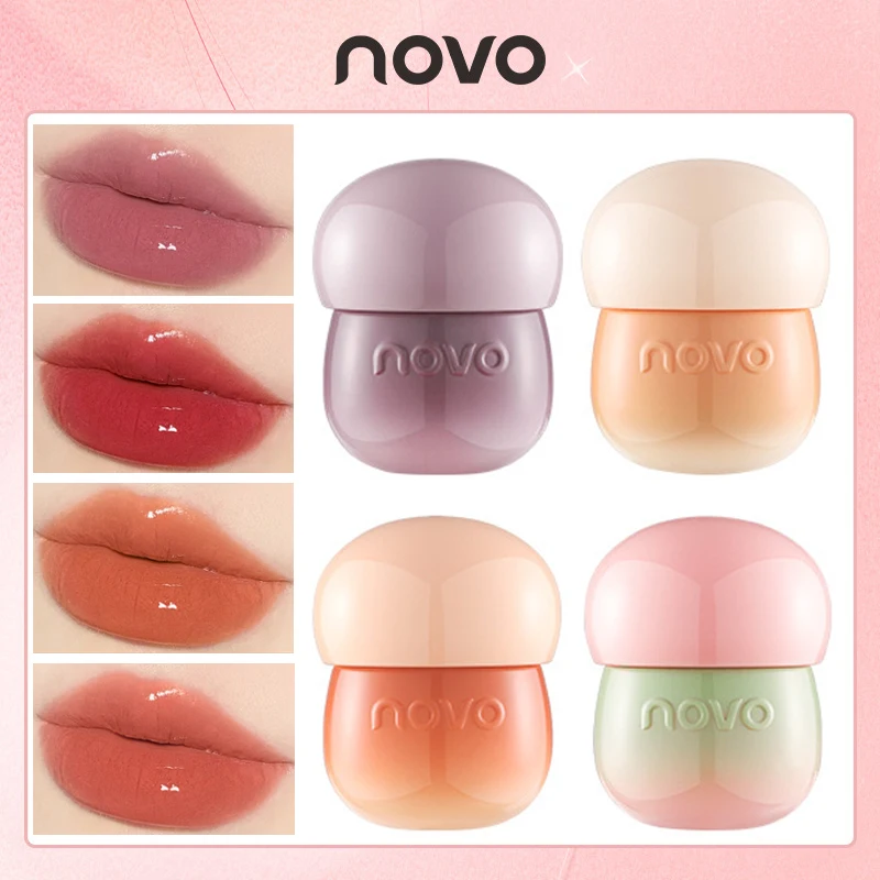 

HEALLOR NOVO Kawaii Mushroom Lip Gloss Matte Liquid Lipstick Waterproof and 24 hour Lip Glaze Red Lip Tint Korean Cosmetics