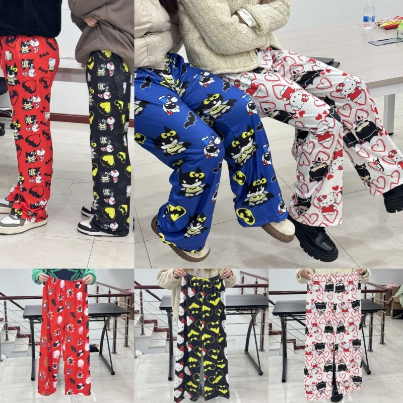 Летние пижамные штаны в стиле Sanrio Hello Kitty Y2k Бэтмен Гвен Стейси летние тонкие