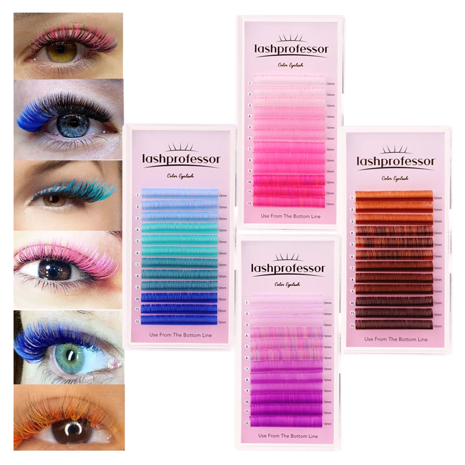 

Lashprofessor Colored Eyelashes for Extension Individual Color Lashes C D Curl False Mink Blue Pink Rainbow Eyelashes For Makeup