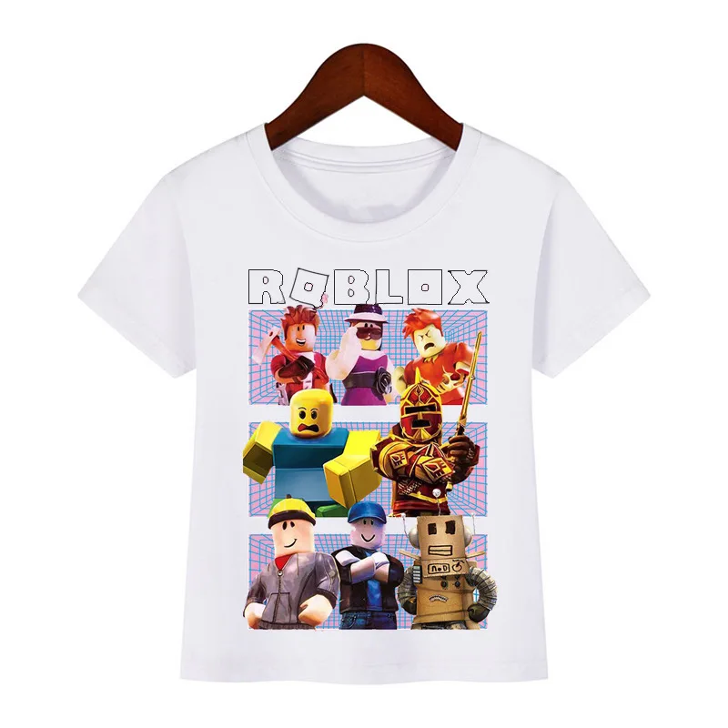 Детская Модная Повседневная Футболка Roblox Белая С Круглым Вырезом И Короткими