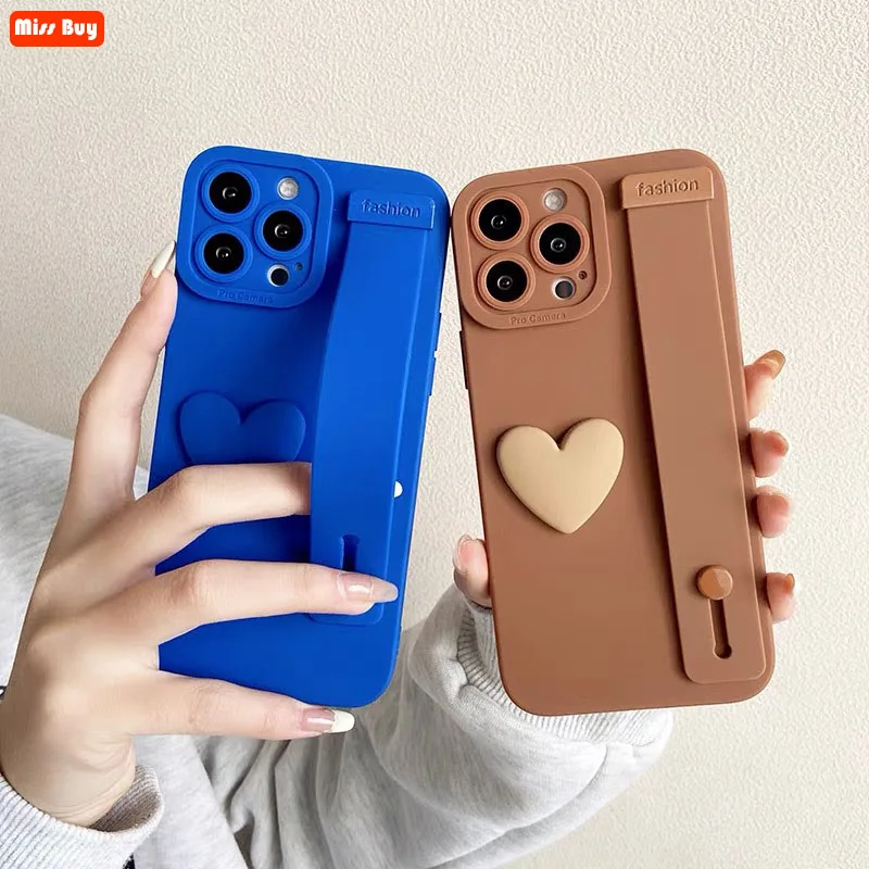 

Love Heart Wrist Band Holder Stand Bracket Silicone Case for Xiaomi mi Civi mi 8 se 8 Lite A3 Lite Redmi Note 7 8 9 10 11 Cover