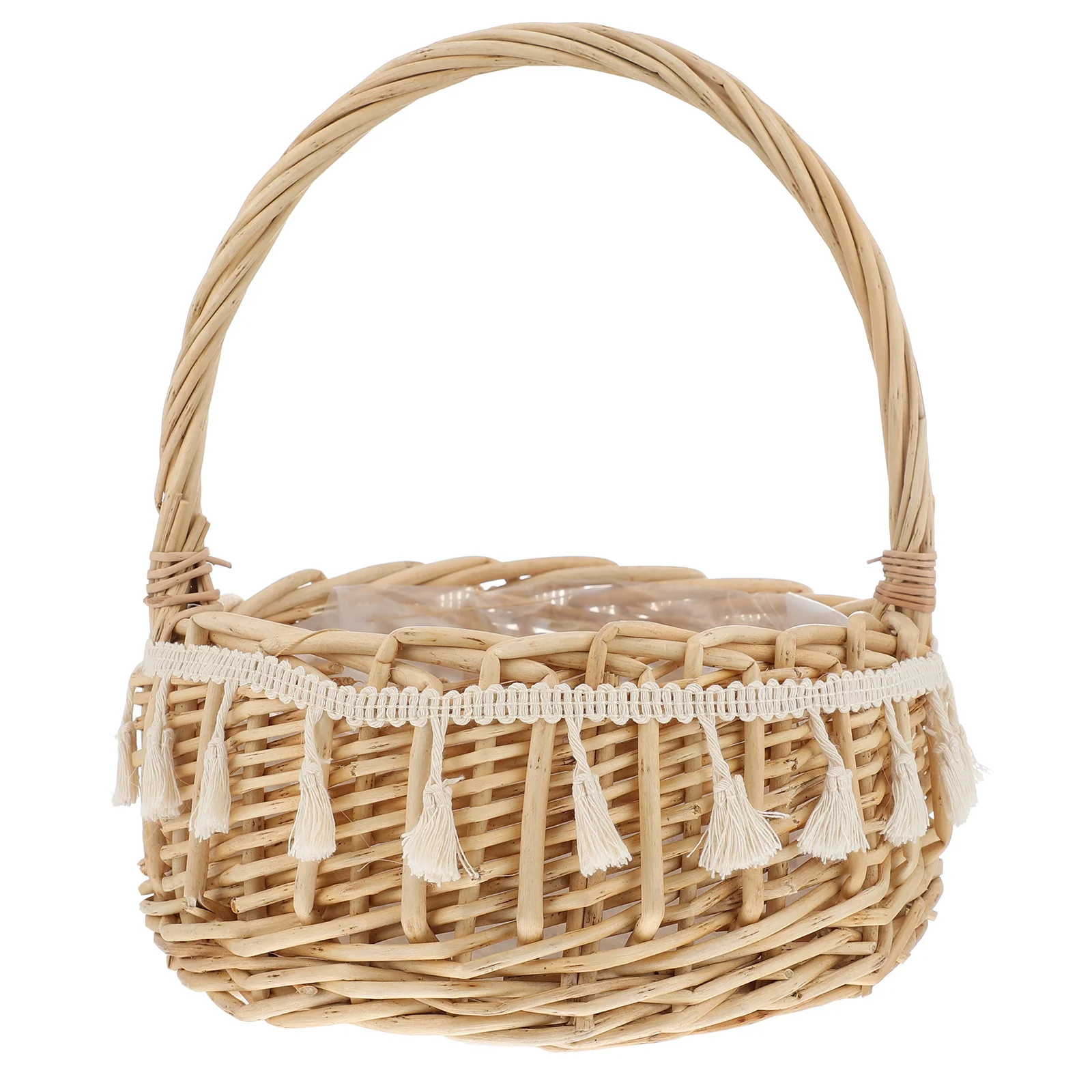 

Basket Flower Woven Wicker Easter Baskets Handle Wedding Girl Decorative Rattan Storage Weddings Picnic Planter Rustic Petal