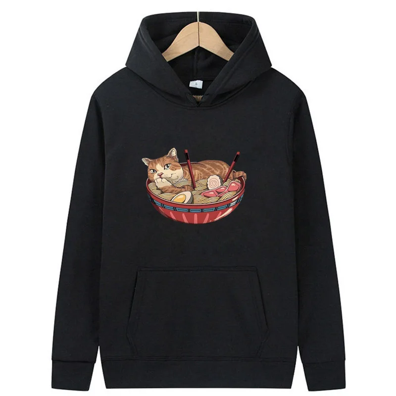 

Men's Hoodie loose Noodle cat print unisex hoodies casual cool men hoodies Hip Hop cartoon hoodies men hooded Pullover Male tops
