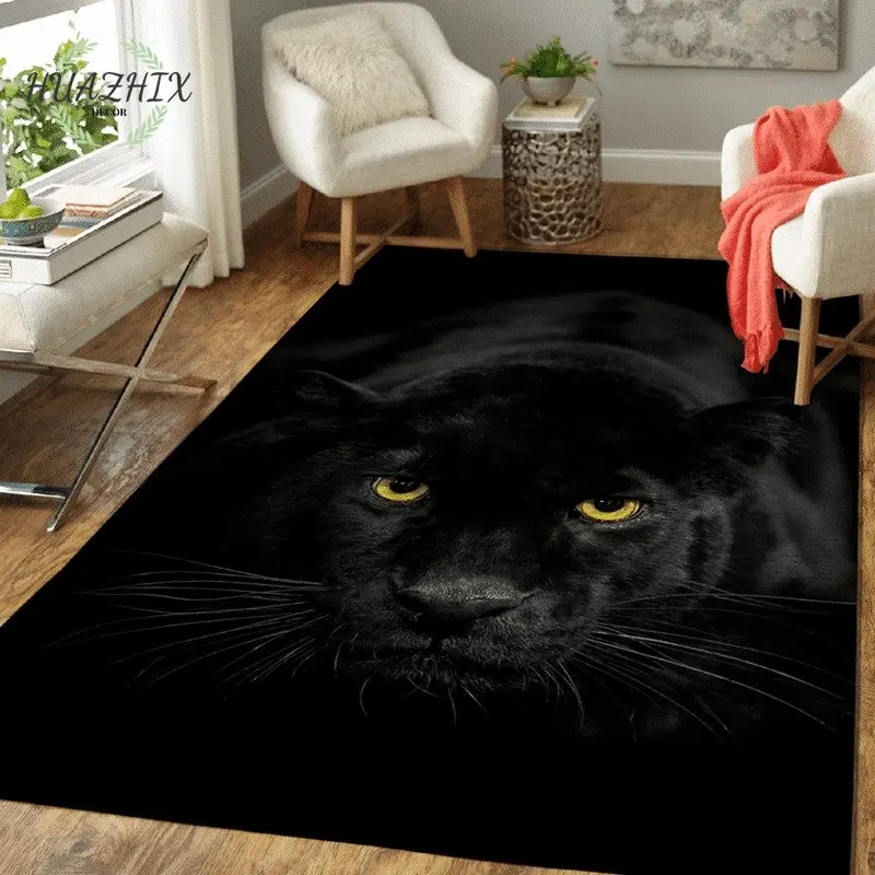 

Panther Carpet Black Restaurant Rug for Living Room Large Area Animal Lion Tiger Doormat for Bedroom Home Decoration Tribal Mat