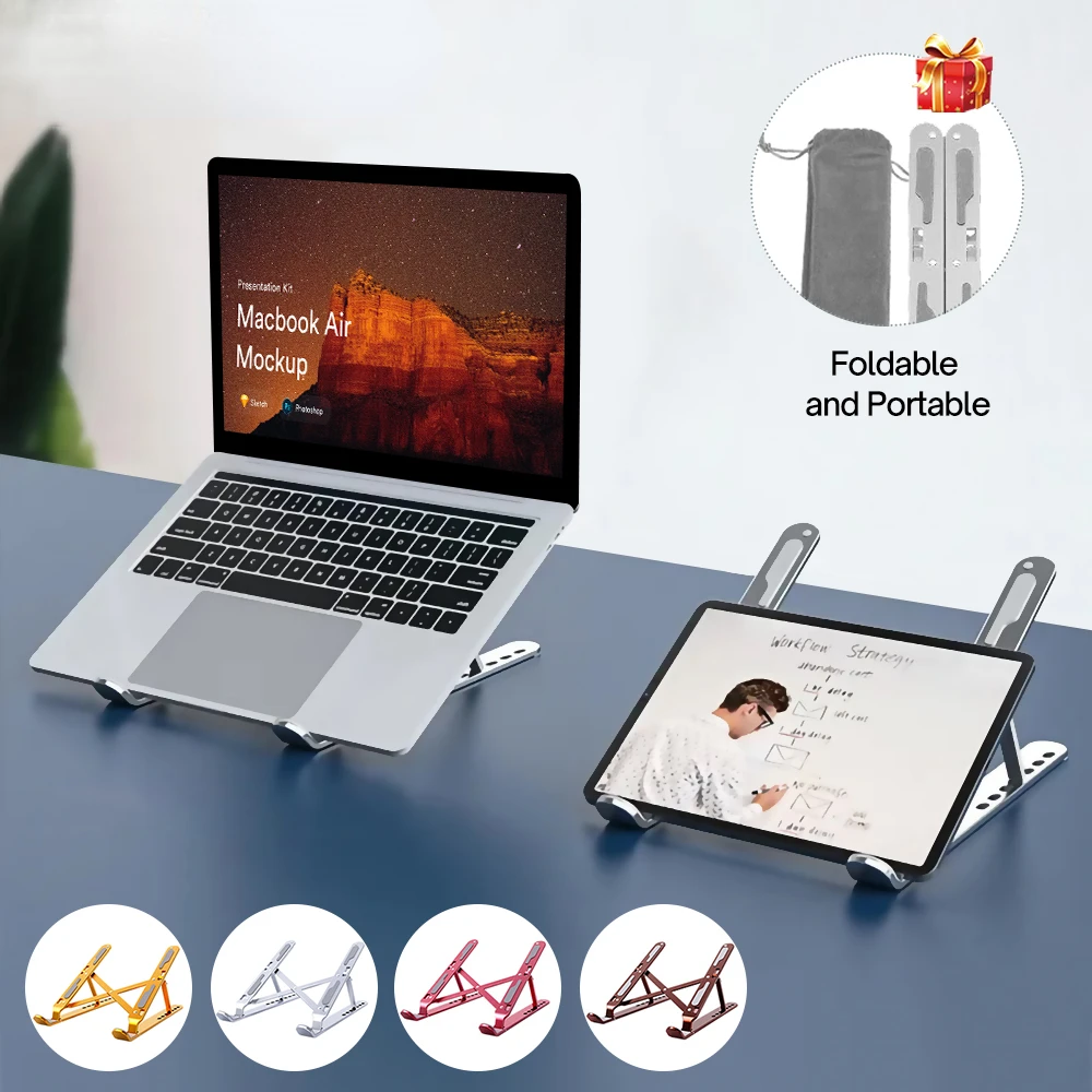 

Aluminum Laptop Stand 7 Levels Adjustable For Desktop 11-17 inch Macbook Air Pro 13 15 Notebook Holder Accessories