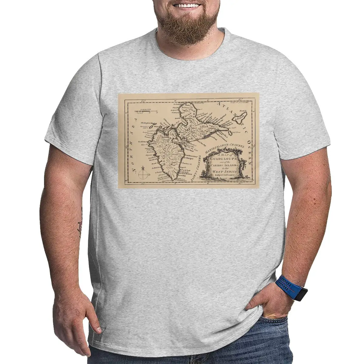 

Map Of Guadeloupe 1759 Big Size Creative Oversized T-shirt Humor Graphic Plus Size Tops Tees