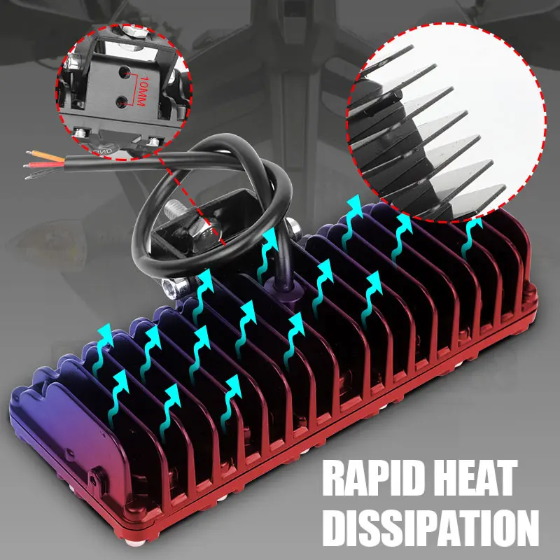 40W 10led Мотоциклетный прожектор Двухрядный рабочий свет Бар Белый Желтый