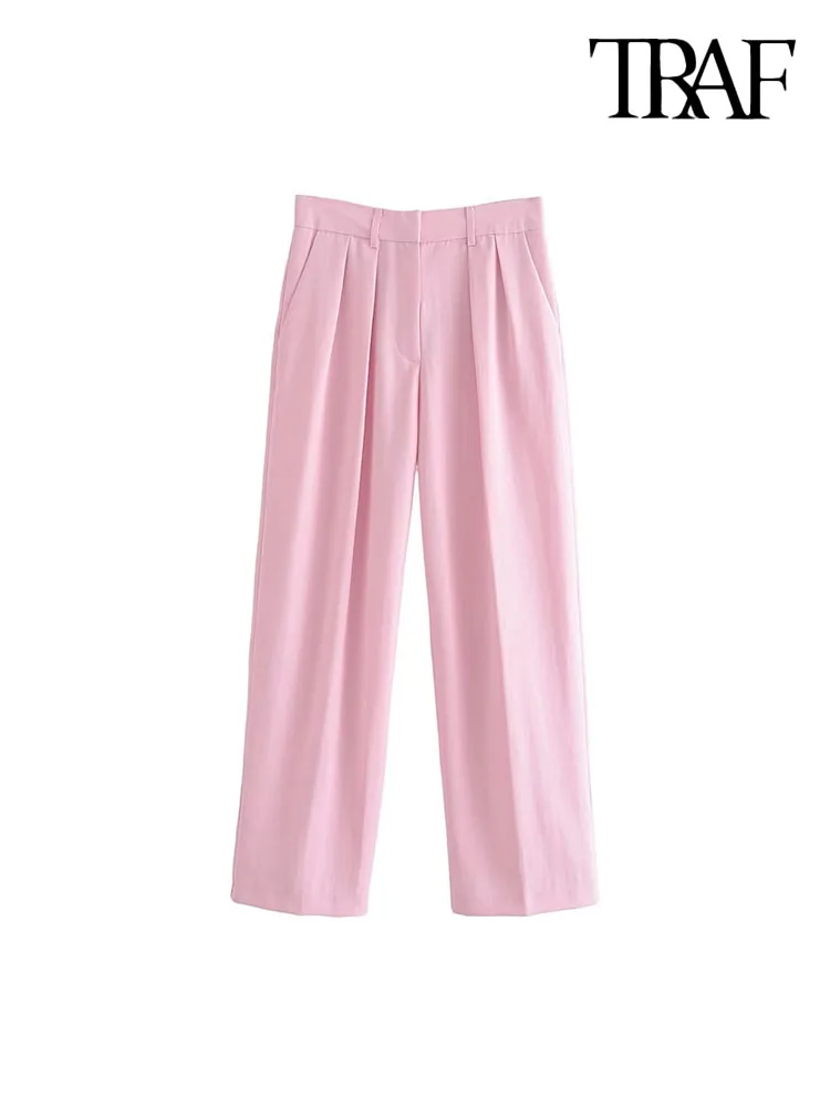 

Брюки женские прямые в полную длину, с завышенной талией и молнией