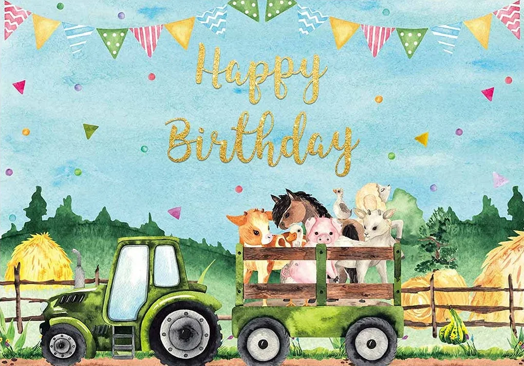 Фон для фотосъемки мальчика с зеленой травой трактор фон ферма с первого  дня рождения Мультяшные животные Декор фотосъемка | AliExpress