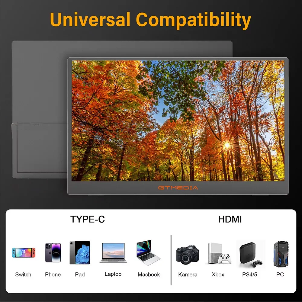 Портативный монитор GTMEDIA Mate 156F 15 6 дюйма 72% sRGB 1920*1080 IPS Full HD экран ноутбук