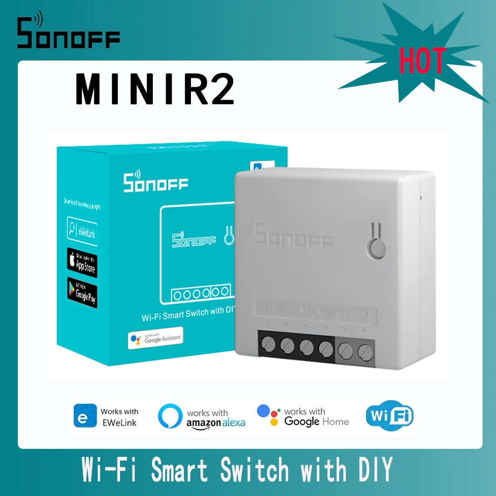 SONOFF Mini R2 DIY Two Way Smart Switch Automation Voice Remote Control Wifi Relay Module Work With Alexa Google Home |