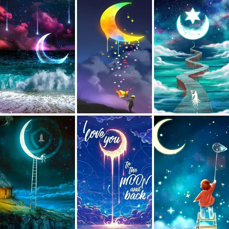 

5D Diy Diamond Embroidery Fantasy New Moon Scenery New Arrival Full Round/Square Diamond Painting Cross Stitch Puzzle Art