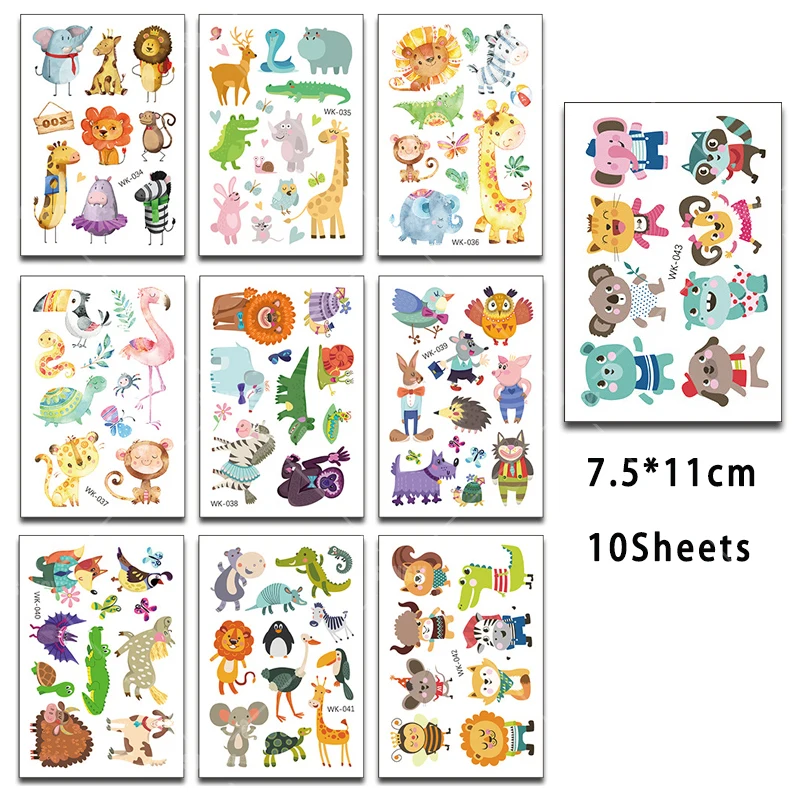 10 упаковок временные тату-наклейки Слон лев |