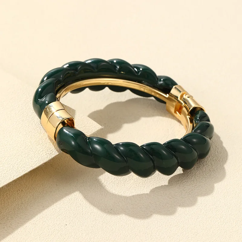Trend Colorful Open Bracelet Adjustable Women Retro Charm Resin Bangle Bracelet Banquet Jewelry Hand Banquet Accessories