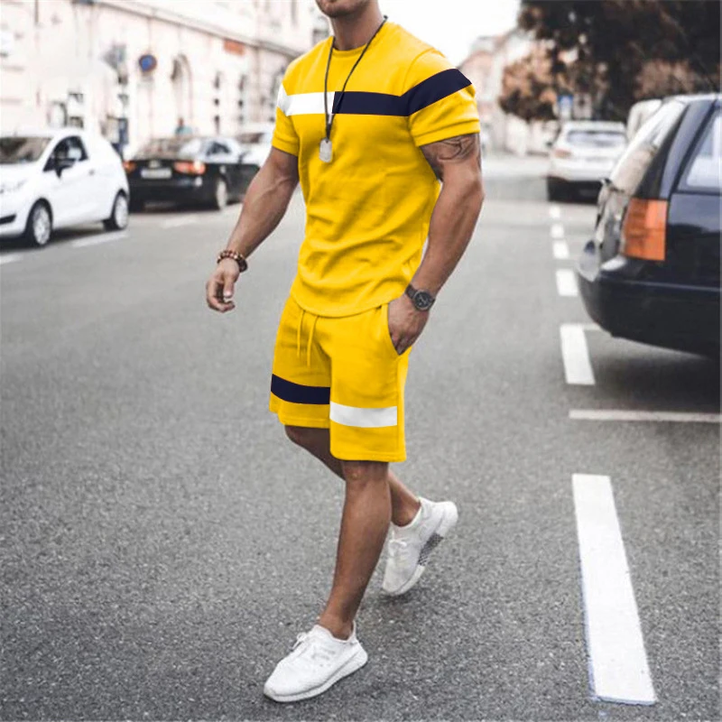 New 2022 Summer Men's T-Shirt Set Comfortable and Cool Men Tracksuit T-shirt Shorts outfits sportswear Set Men Oversized Clothes