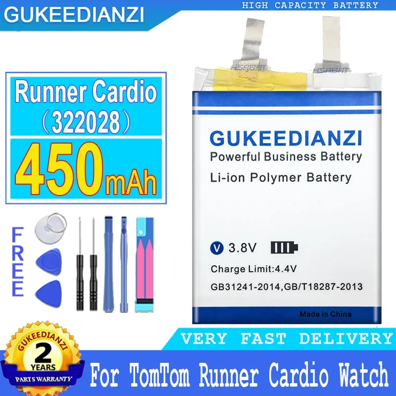

322028 450mAh Runner Cardio Replacement Battery For TomTom Runner Cardio Watch AHB322028 Mobile Phone Batteries High Quality