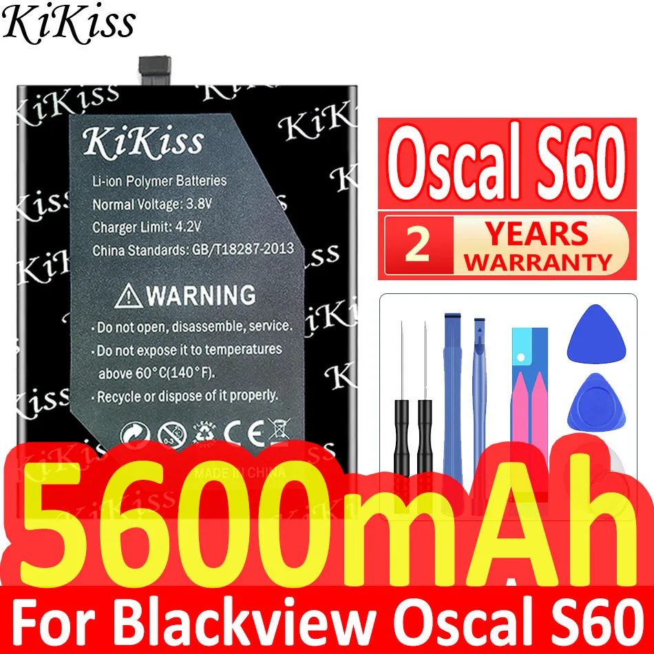 

KiKiss New Production Date for Blackview Oscal S60 Battery 5600mAh Long Standby Time for Blackview Li616077HTT Battery + Tools
