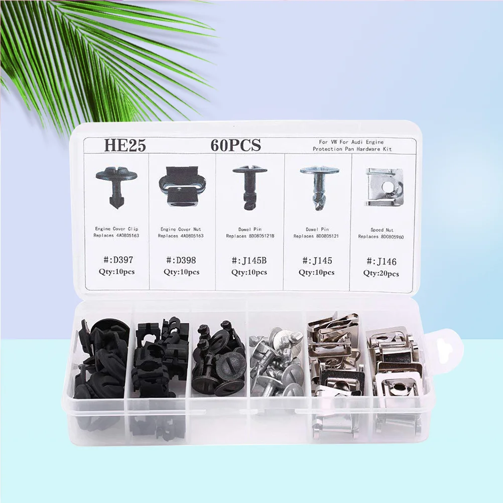 

60pcs Trim Clips Engine Cover Clips Dowel Pins Nut Engine Cover Nut for Car