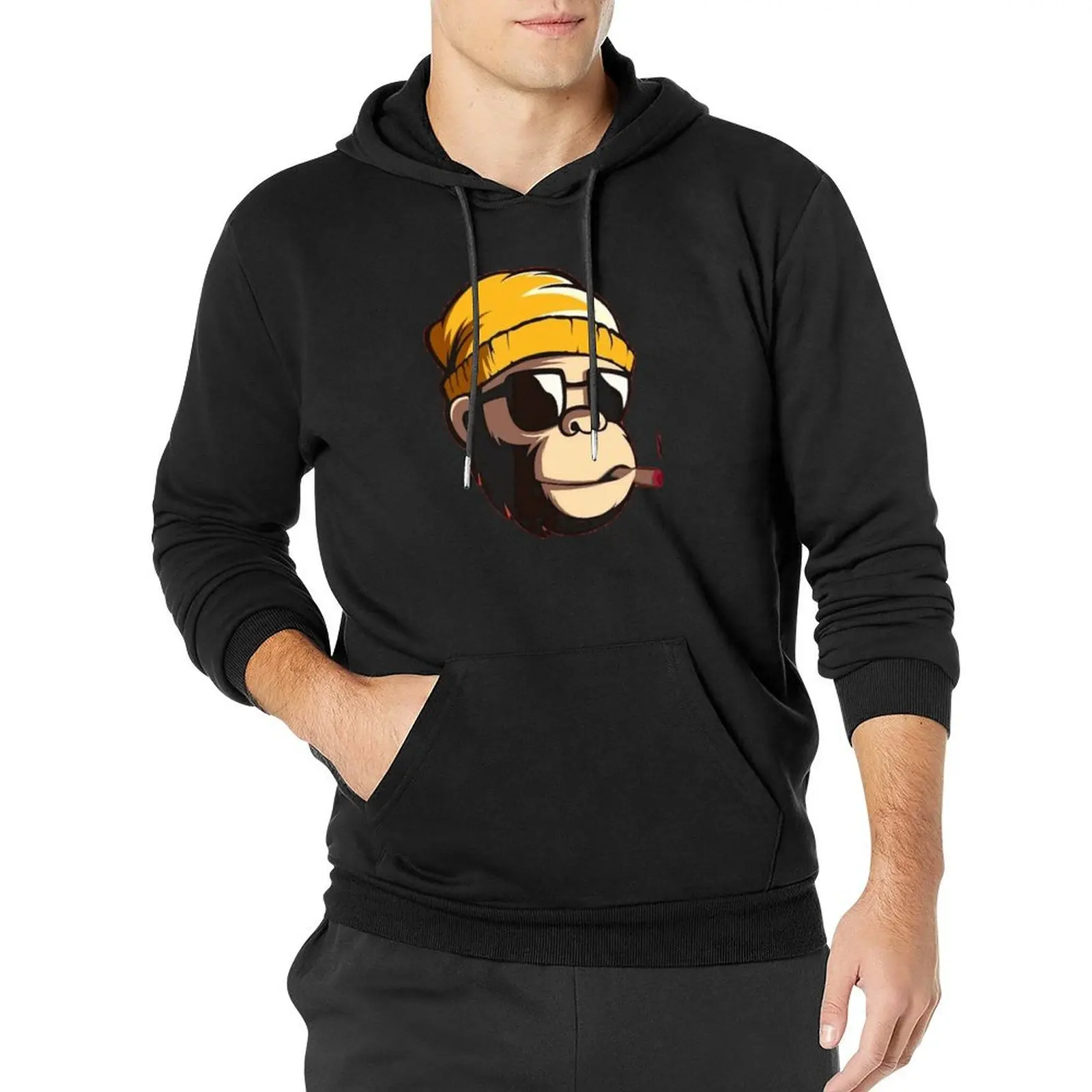 

Monkey Smoking Cigar Loose Hoodies Men Funny Animal Casual Hoodie Autumn Hip Hop Design Sweatshirts Big Size 4XL 5XL
