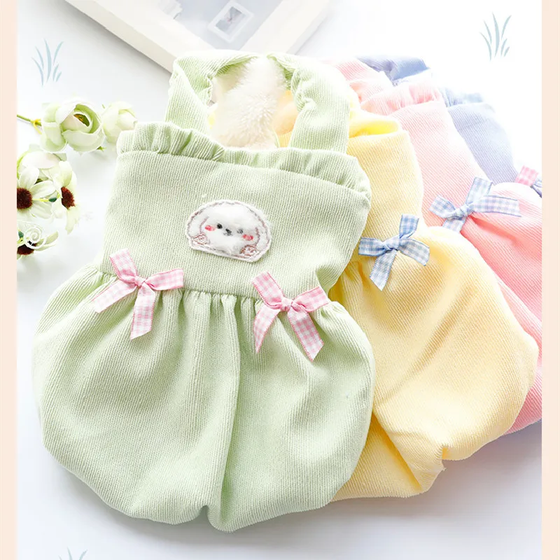 

Подтяжки, платье принцессы для собак, мультяшная одежда для домашних животных, одежда для кошек, кавайная теплая маленькая осенне-зимняя мо...