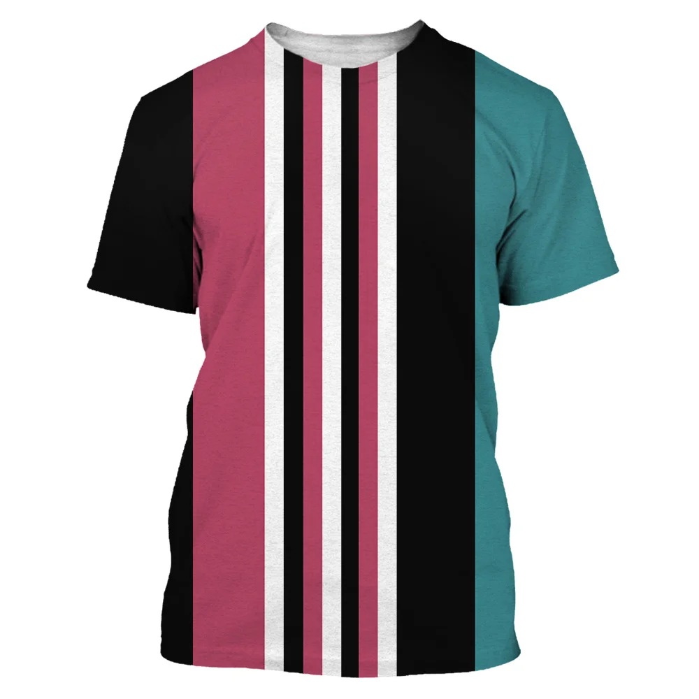 

Летняя одежда с круглым вырезом, большая свободная облегающая Модная рубашка в полоску, Мужская футболка, Новый Повседневный Топ с коротким рукавом, Уличная Повседневная одежда