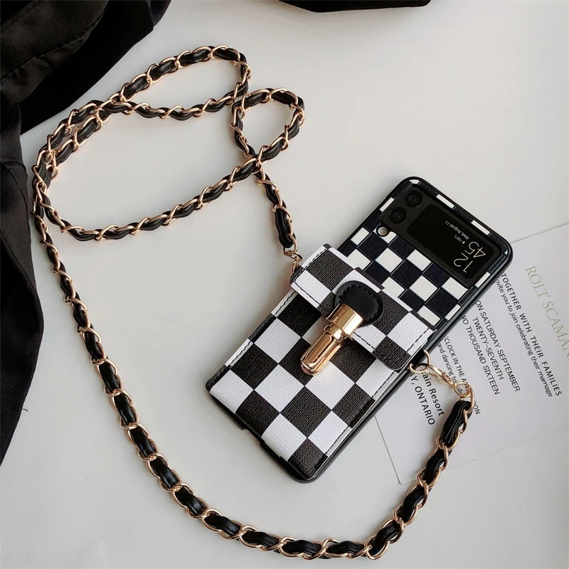 Женский кросс-боди с длинным ремнем и цепью кошелек в шахматную клетку чехол для