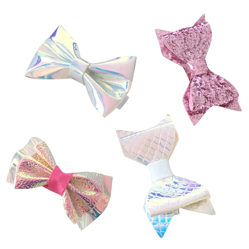 

Hair Bow Bows Clips Glitter Sequins Clip Bowknot Pin Sparkly Hairpin Pigtail Girls Holographic Alligatorrainbow Barrettes