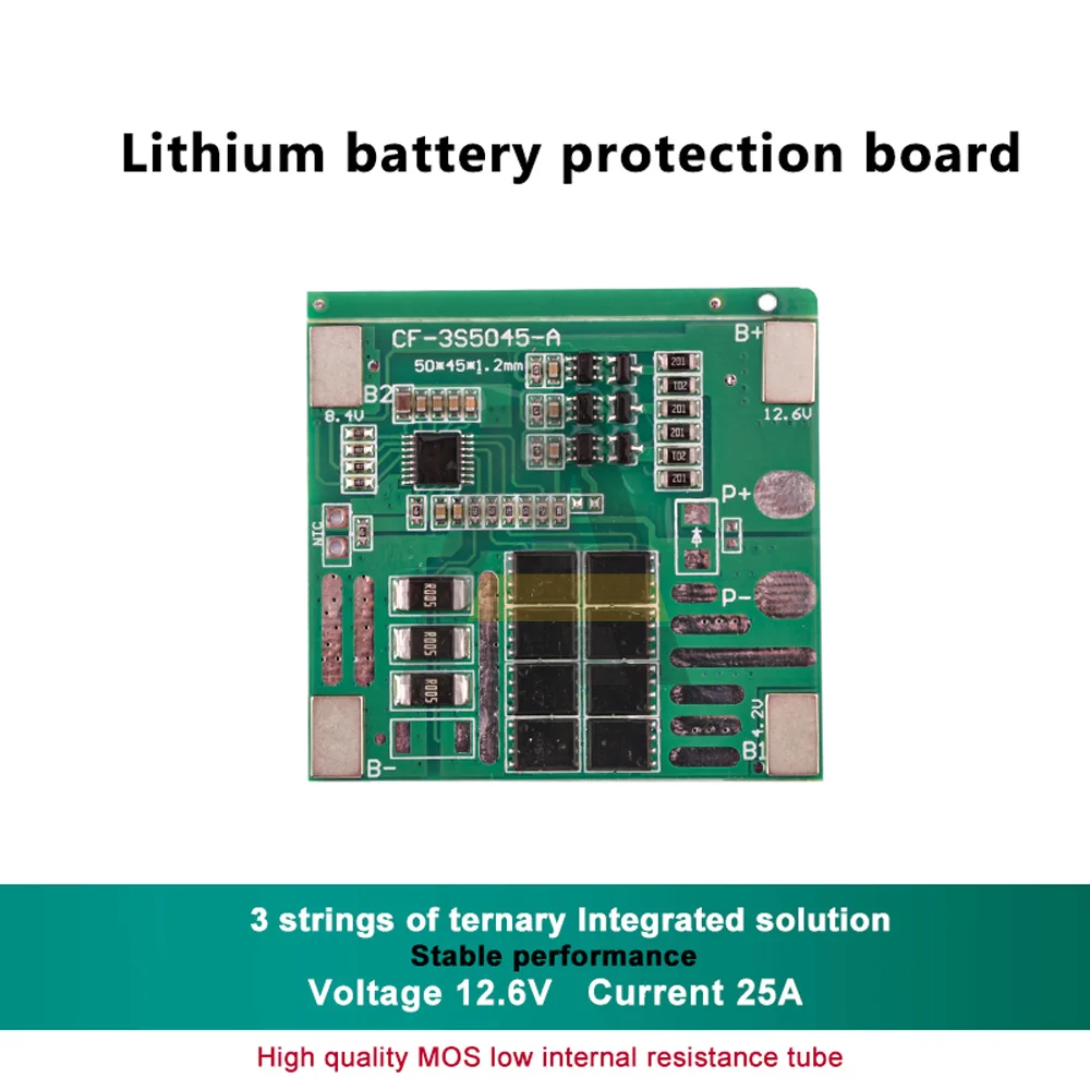 

3S Тройная плата защиты литиевой батареи 12,6 в, интегральная схема 6A 12A 25A со сбалансированной литиевой батареей, защитная плата