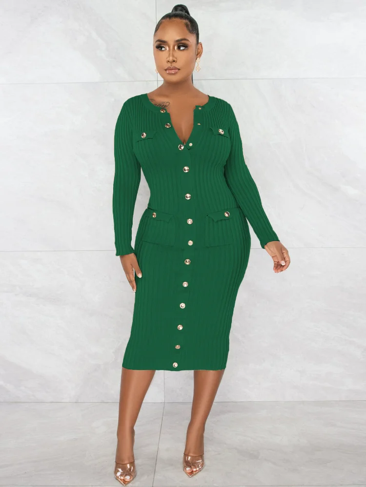 

Женское трикотажное платье с длинным рукавом, в рубчик