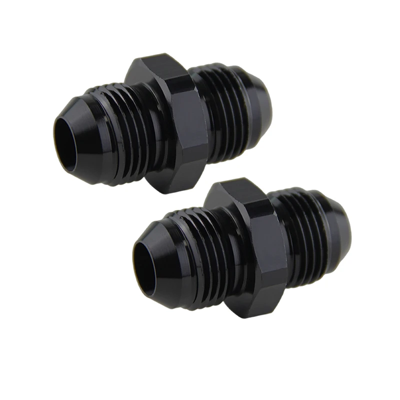 

2PCS 8AN to 8AN Male Male Thread Coupler Union Straight Hose Adapter Black/Blue