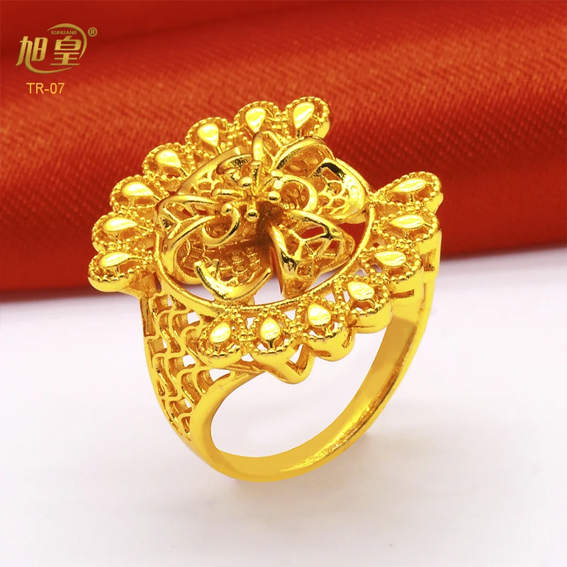 

Ethiopia 24K Gold Plated Copper Rings Finger For Women Banquet Gifts African Dubai Jewelry Luxury Style Design Rings Wholesale