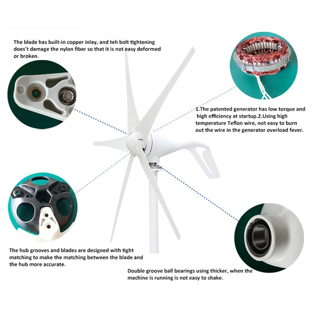 Ветряная турбина с контроллером MPPT 180 об./мин. 3 лезвия 5 кВт 12 В 24 V4 8 в