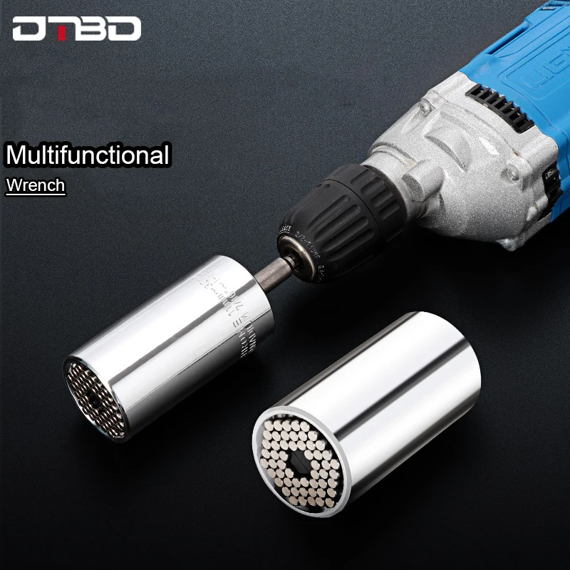 

DTBD Universal Torque Wrench 7-19mm Socket Head Multifunctional Universal Sleeve Hand Sleeve Portable Tools Set Car Repair Tool