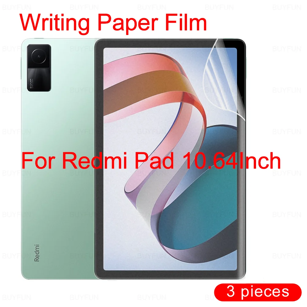 3Pcs Writing Paper Tablet Soft Film For Xiaomi Redmi Pad 10.61 Inch Matte Drawing Painting Screen Protector For Mi Redmipad 2022