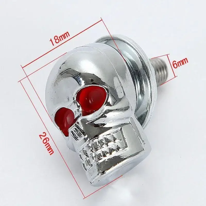 

Винты для рамки номерного знака мотоцикла 2 шт., крепежные болты с черным черепом и красным глазом для Honda Yamaha, Kawasaki Harley