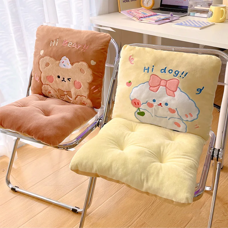 Kawaii Plush Stuffed Animal Sitting Back Cushion For Office School Korean Room Decor