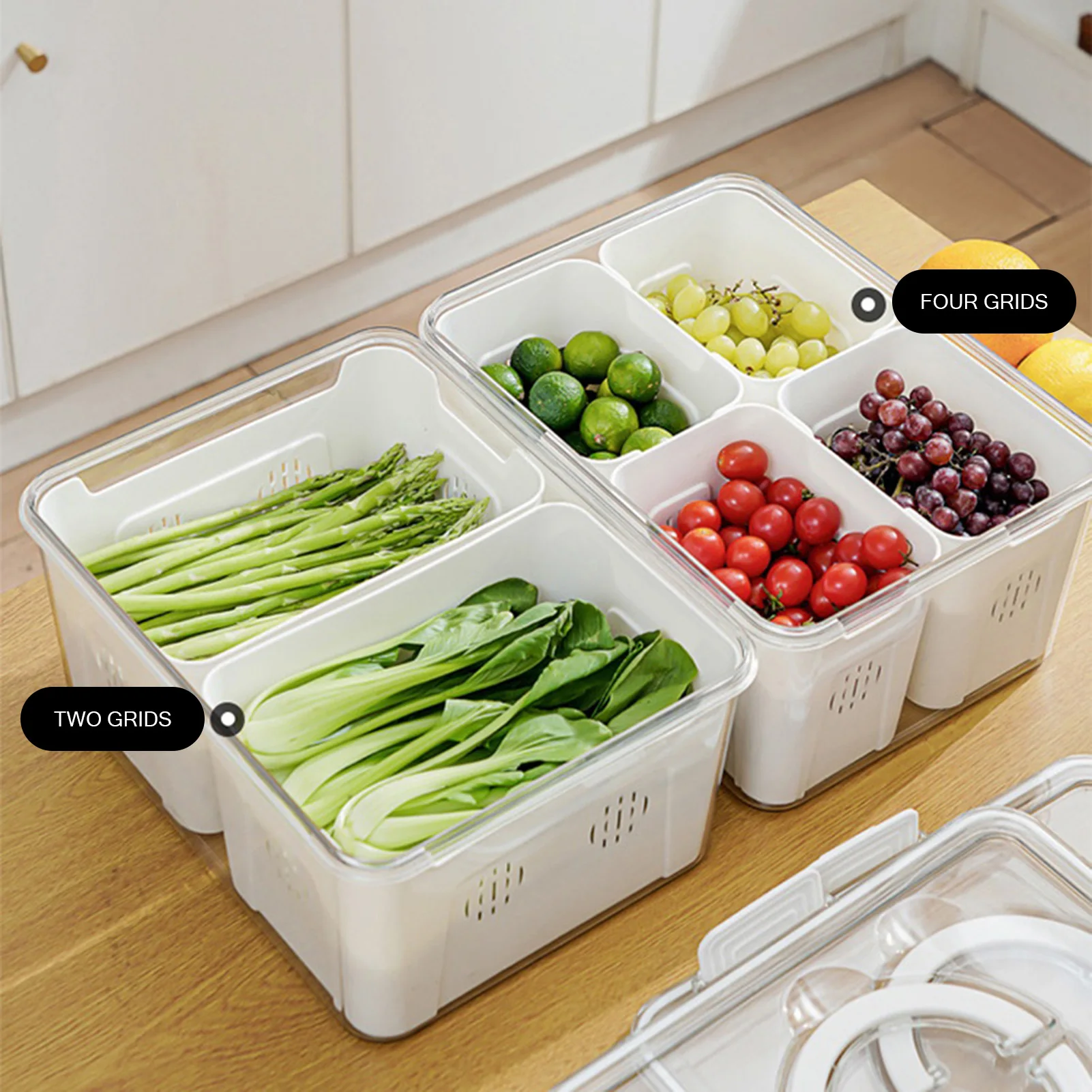 

Produce Containers For Fridge Vegetable Storage Containers For Refrigerator Refrigerator Double Layer Drain Basket Kitchen