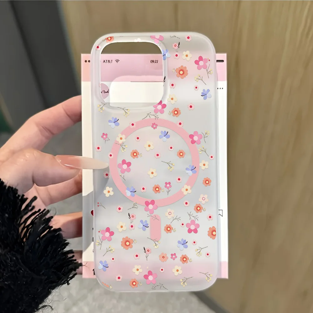 Фото Прозрачный чехол для iPhone 17 Pro Max 16 14 15 12 13 11 с розовыми цветами, мягкий магнитный чехол для зарядки iPhone 16 Pro Max №3