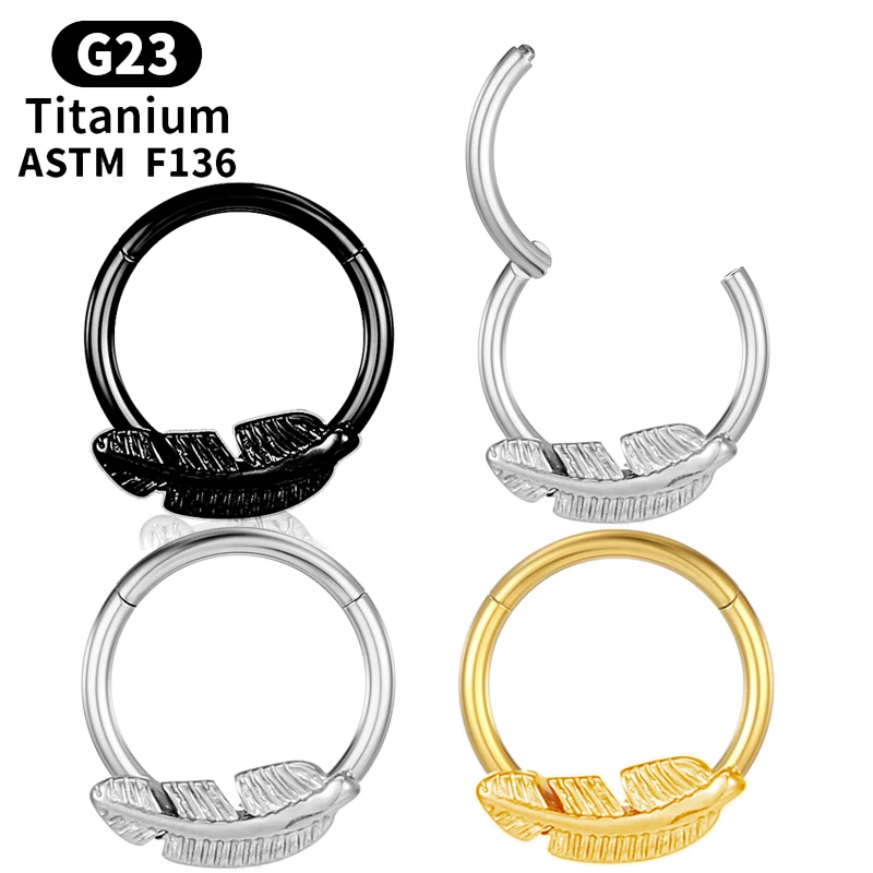 

Titanium Piercing Tragus Earrings Cartilage Leaves Nose Ring Helix Industrial for G23 Sexy Internal Clicker Septum Body Jewelry