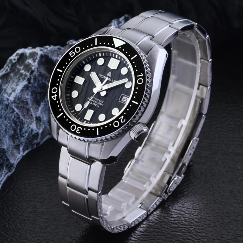 Фото Мужские часы Heimdallr MM300 Diver, водонепроницаемые до 30 АТМ, с сапфировым стеклом, светящимся покрытием C3, сталью 316L, автоматическим механизмом NH35, браслетом из 3 звеньев. №2