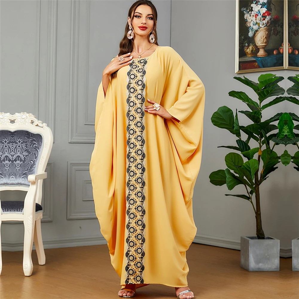 

Eid Party Muslim Embroidery Abaya Bat Sleeve Loose Maxi Dresses Turkey Dubai Kaftan Ramadan Femme Moroccan Robe Jalabiya Caftan