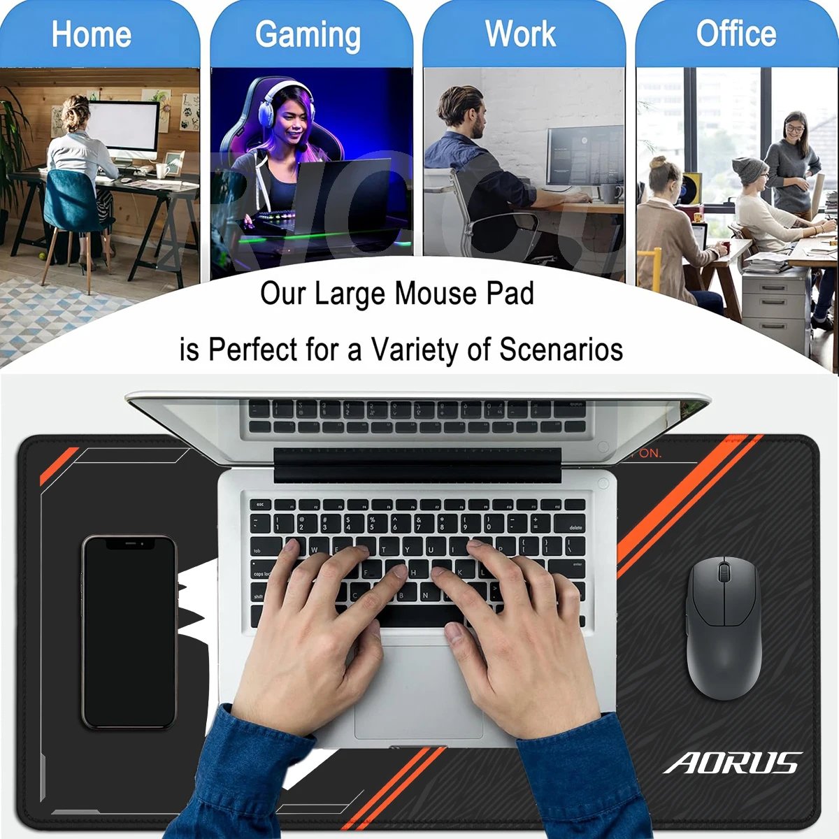 Фото Большой игровой коврик для мыши AORUS XXL, офисный коврик для ноутбука, коврик для игровой мыши ПК, коврик для киберспорта, аксессуары для клавиатуры, настольный коврик для стола №4