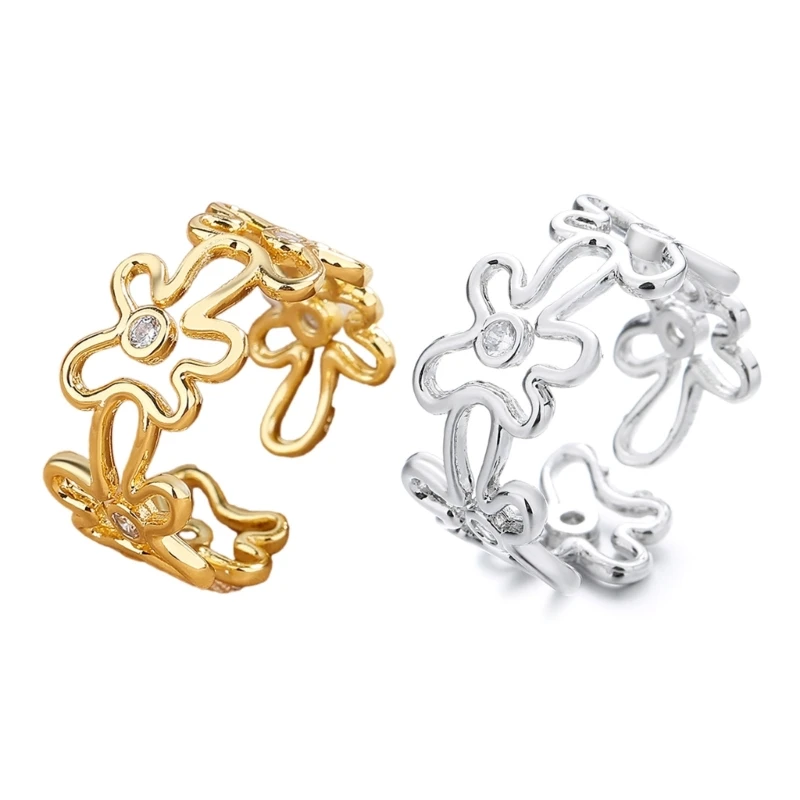 

Hollow Flower Open Ring Fashion Adjustable Rings Statement Jewelry Gift