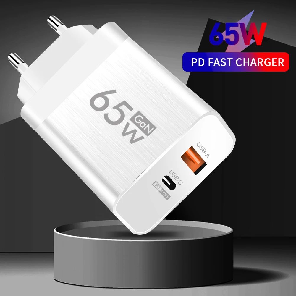 

65W GaN USB Charger Type C Quick Charger 3.0 Mobile Phone Adapter PD For iPhone 14 13 Xiaomi Poco Samsung Fast Phone Charger