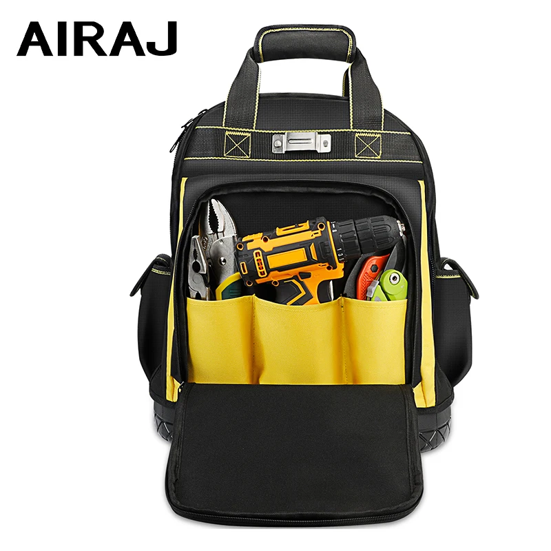 AIRAJ Tool Backpack Large Capacity Electrician Maintenance Installation Portable Canvas Thick Wear-Resistant Shoulders Backpack