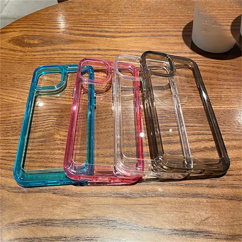 

HD Clear Acrylic Case For iPhone 11 12 13 Pro Max X XR XS 6 7 8 Plus SE Mini Luxury Shockproof Jelly Color Soft Frame Hard Cover
