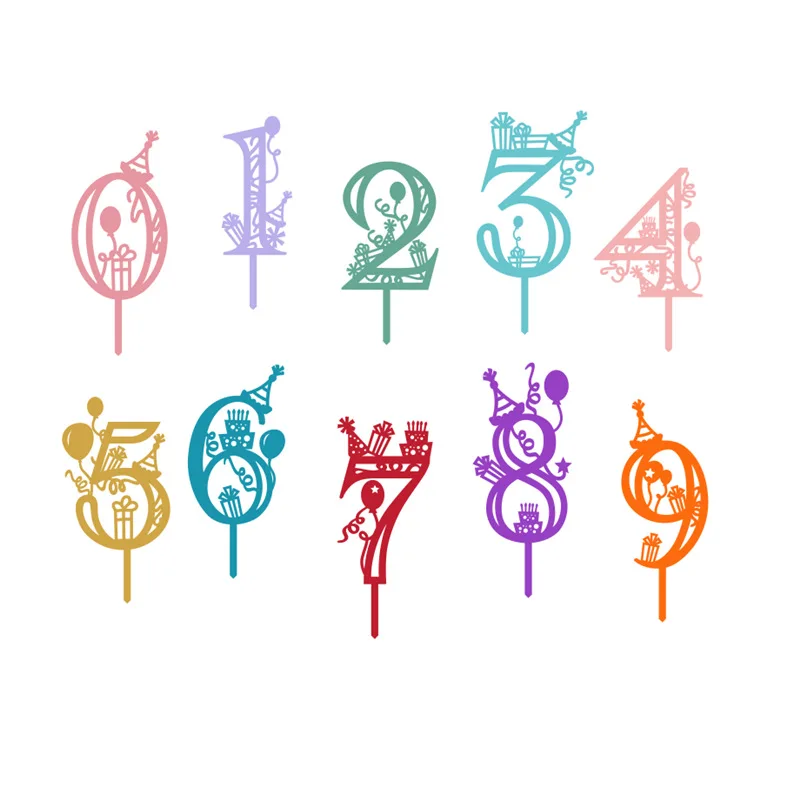 

Цвет 0-9, блестящие золотистые акриловые топперы для свадебного торта для детей, товары для тортов на день рождения, детский праздник