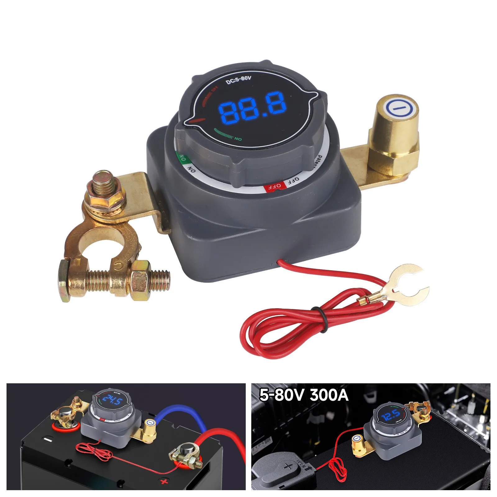 

ABILKEEN DC5-80V 300A разъединитель аккумулятора с вольтметром выключатель для морской лодки RV автомобиль грузовик прицеп