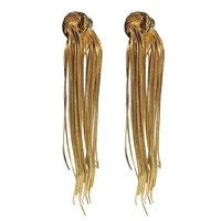 european and american new fashion tassel knot 18k gold drop earrings for women long ear clip brand designer luxury jewelry trend